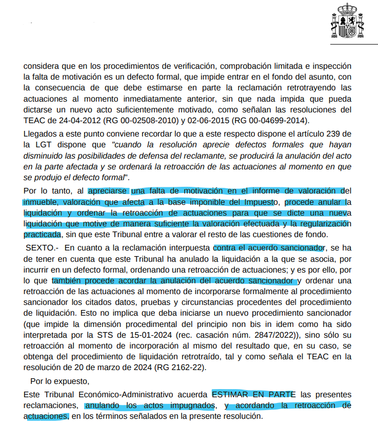 Extracto resolución TEAR