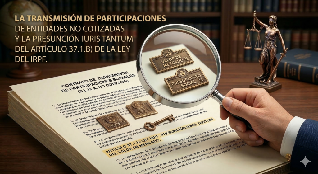 LA TRANSMISIÓN DE PARTICIPACIONES DE ENTIDADES NO COTIZADAS Y LA PRESUNCIÓN IURIS TANTUM DEL ARTÍCULO 37.1.B) DE LA LEY DE IRPF.